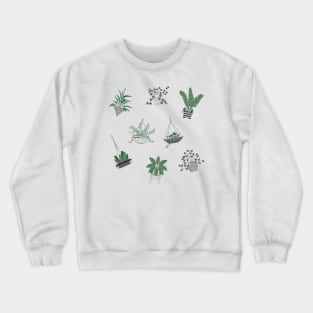 Cute Green and Black and White Plant Drawing Crewneck Sweatshirt